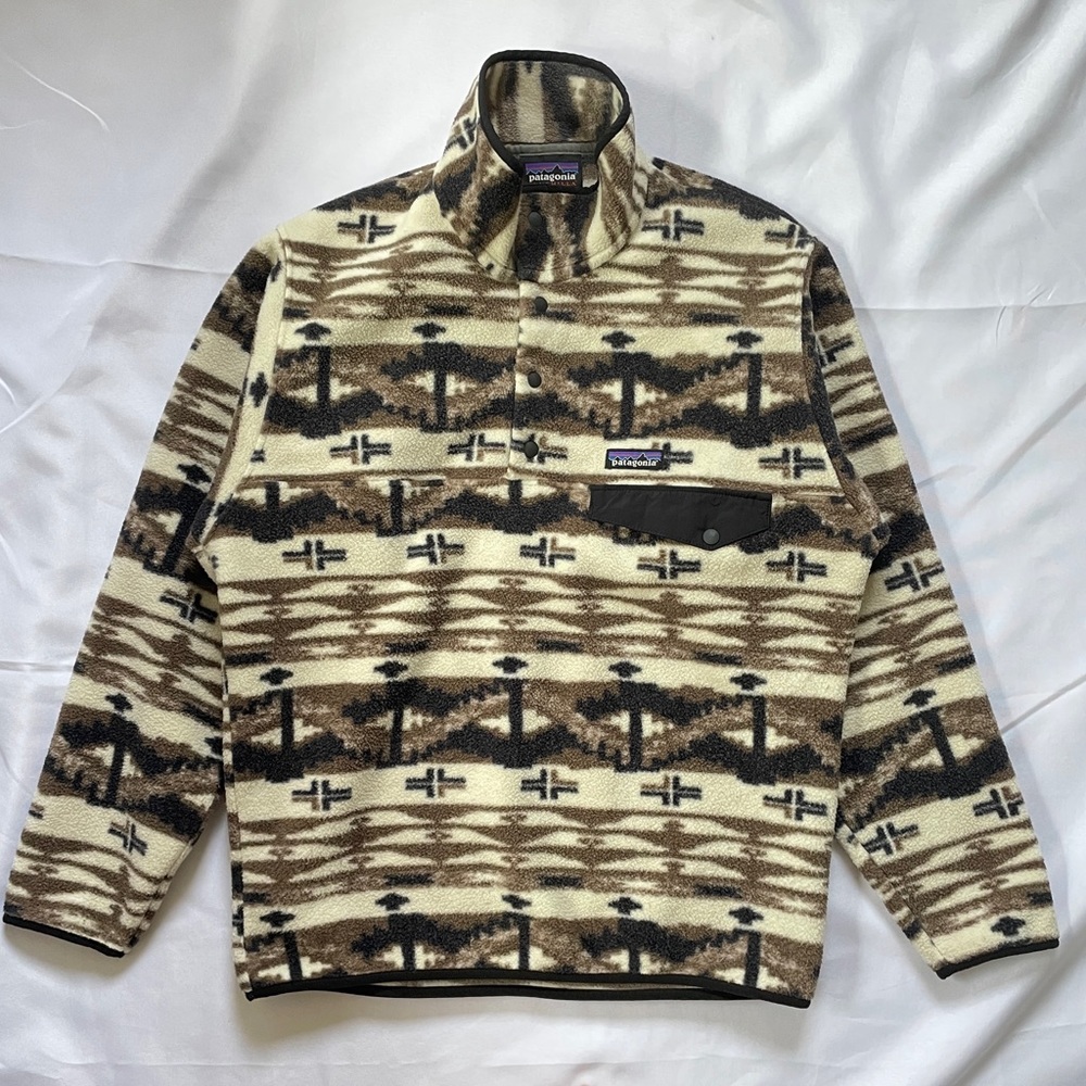 Patagonia Synchilla Snap-T Fleece Pullover Women's M Shepherd Knit Birch White